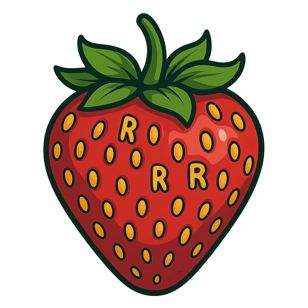 How many R's are in this image of a strawberry? · beklein